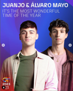 Reparto de temas Gala Navideña en OT 2023 6 juanoyalvaro